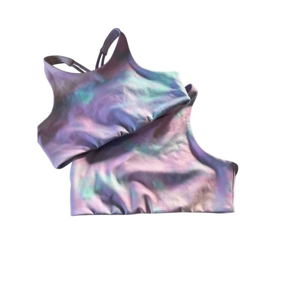 All in Motion Girls Strappy Sports Bras 2 Piece Lot Size M 8 Purple Tie-Dye NWT
